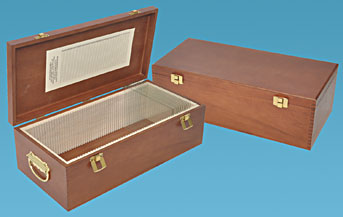 Hardwood storage box for large glass slides